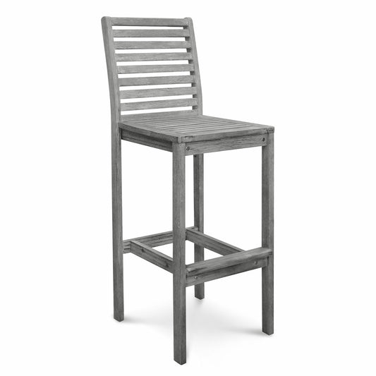 49" Gray Indoor Outdoor Bar Height Chair With Footrest