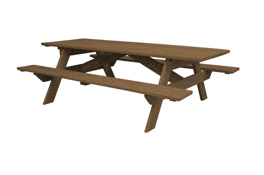 94" Brown Solid Wood Outdoor Picnic Table