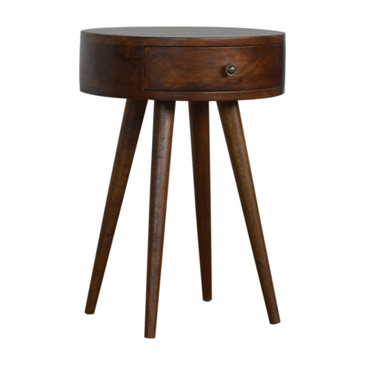 Nordic Chestnut Circular Shaped Nightstand - IN1298-1