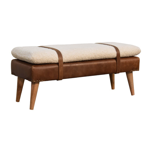 Boucle Buffalo Hide Leather Bench - IN3300-1