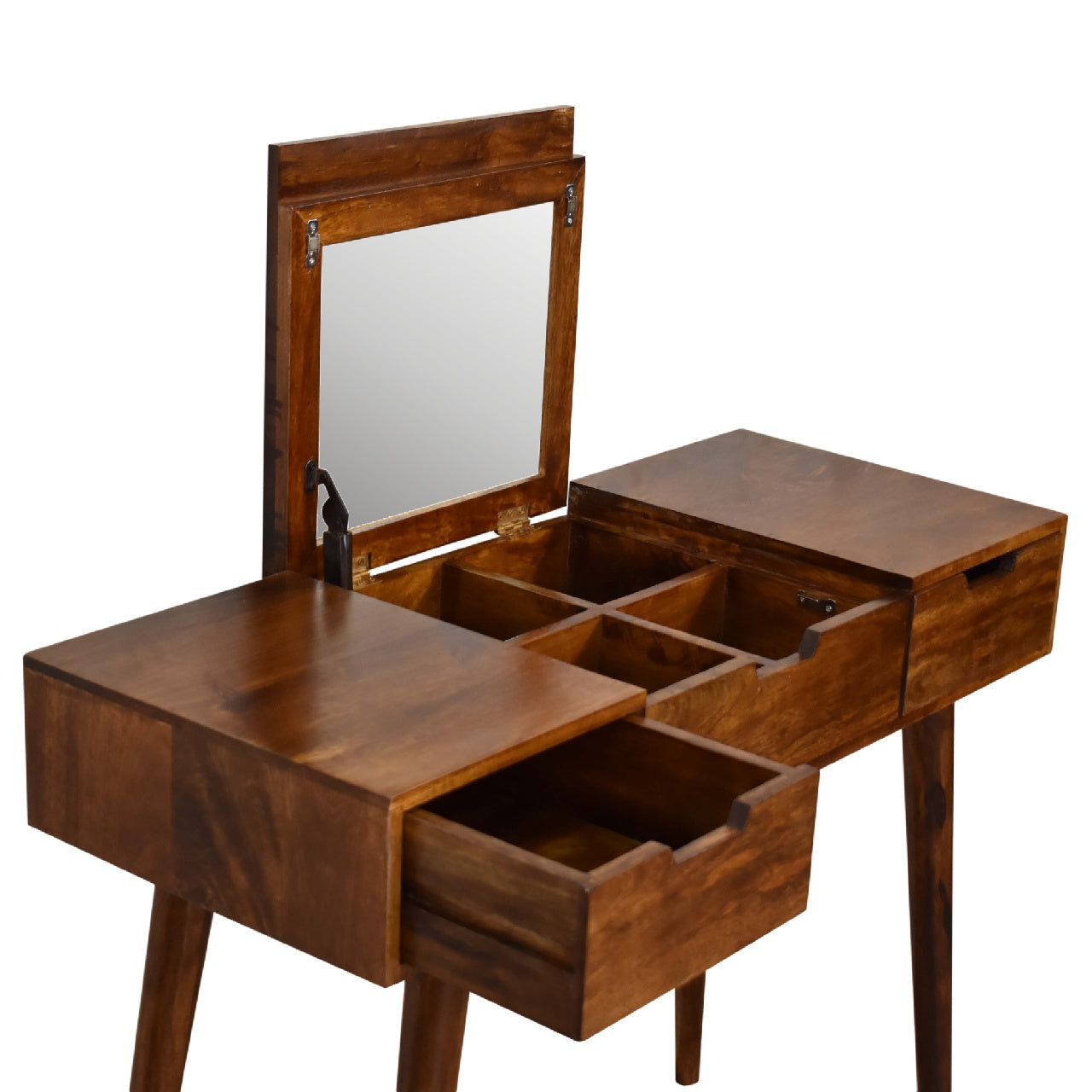 Chestnut Dressing Table with Foldable Mirror - Square - IN3316-1