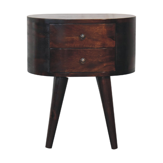 Light Walnut Rounded Bedside Table