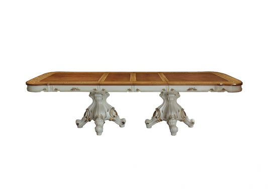 49" Brown and White Solid Wood Dining Table