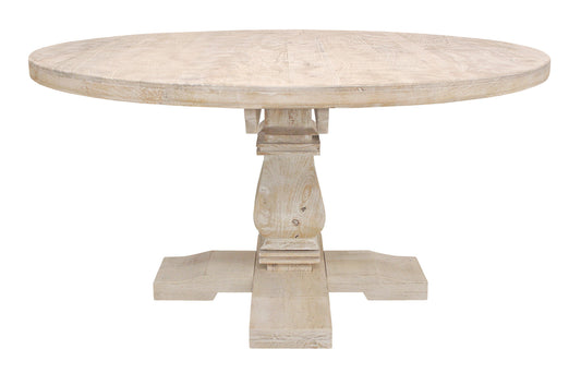 58" Light Brown Rounded Solid Wood Dining Table