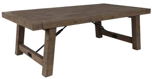 55" Brown Solid Wood Distressed Coffee Table
