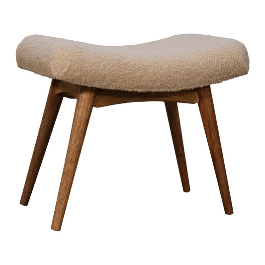Boucle Cream Curved Bench 1 - WoodModo